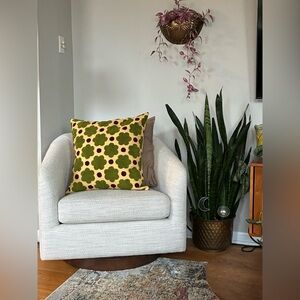 Big Raspberry Pillow green and tan